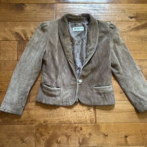 Taupe Suede Single-Button Western Jacket
